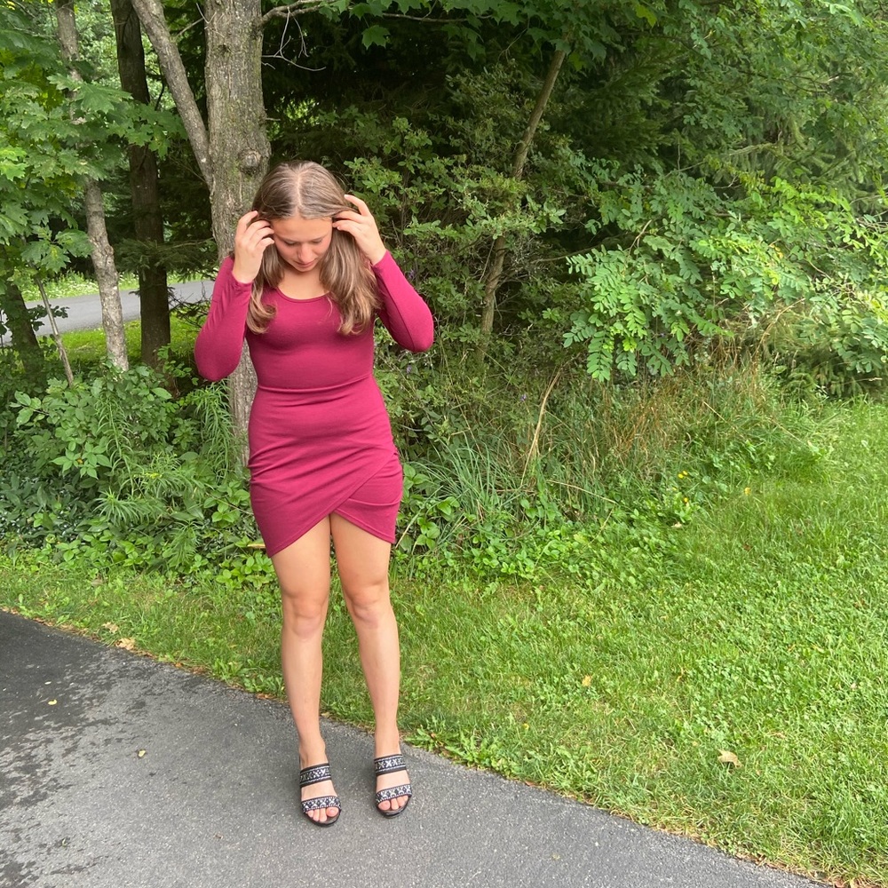 Red cross skirt mini dress